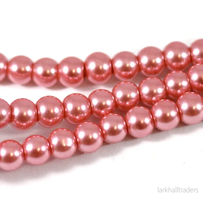 Vaxade glaspärlor, rosa, 6mm Vaxade glaspärlor, rosa, 6mm