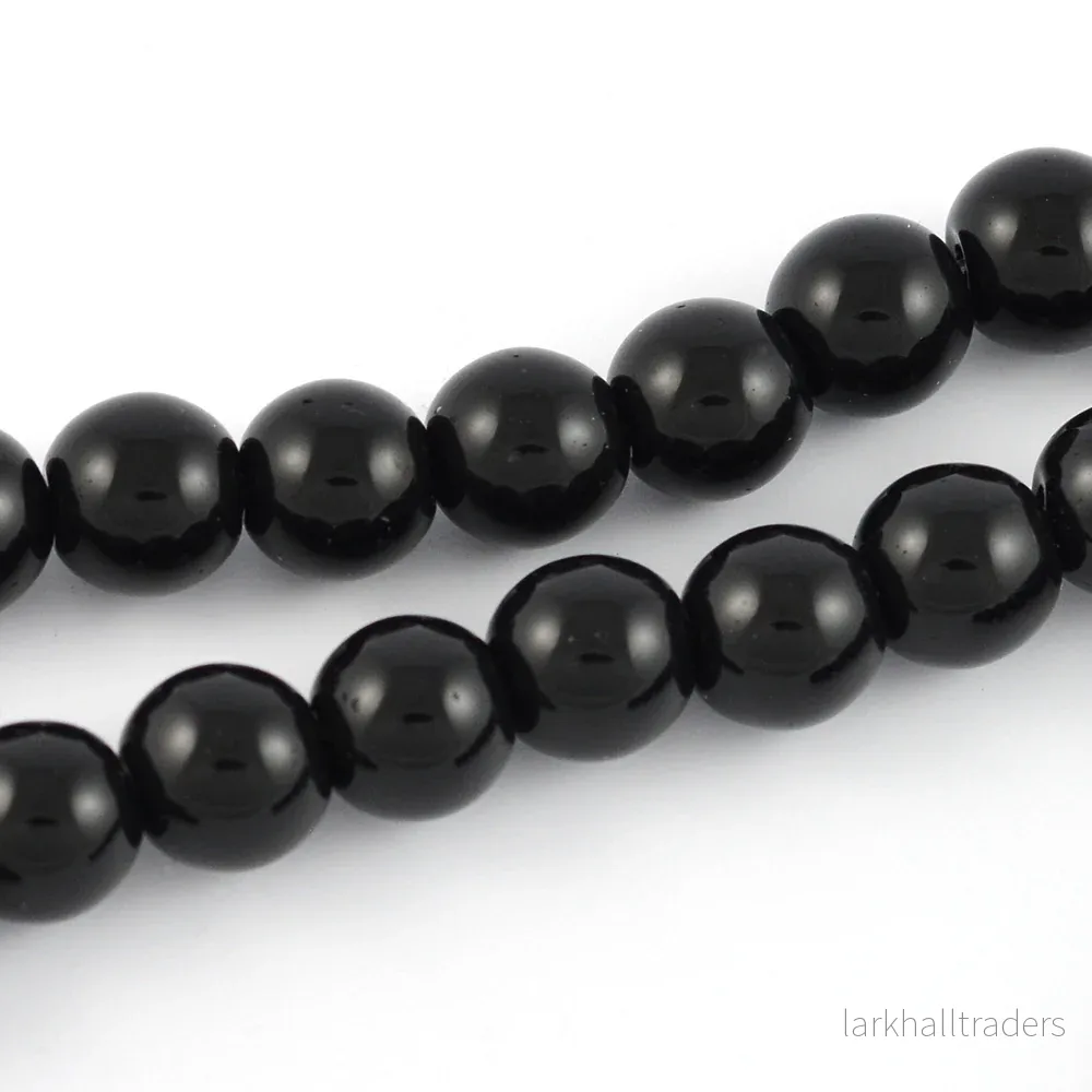 Runda glaspärlor ”exklusiv”, svart, 8mm Runda glaspärlor ”exklusiv”, svart, 8mm