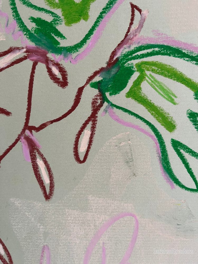 Whimsical Florals Sketch, Grön och Brun, A3, Original Målning - Bild 3
