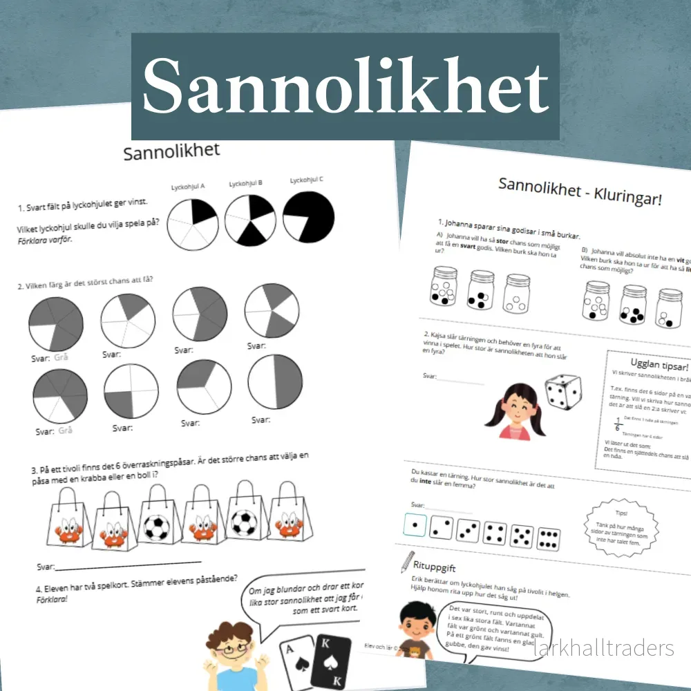 Sannolikhet arbetsblad. Matematik sannolikhetslära Sannolikhet arbetsblad. Matematik sannolikhetslära
