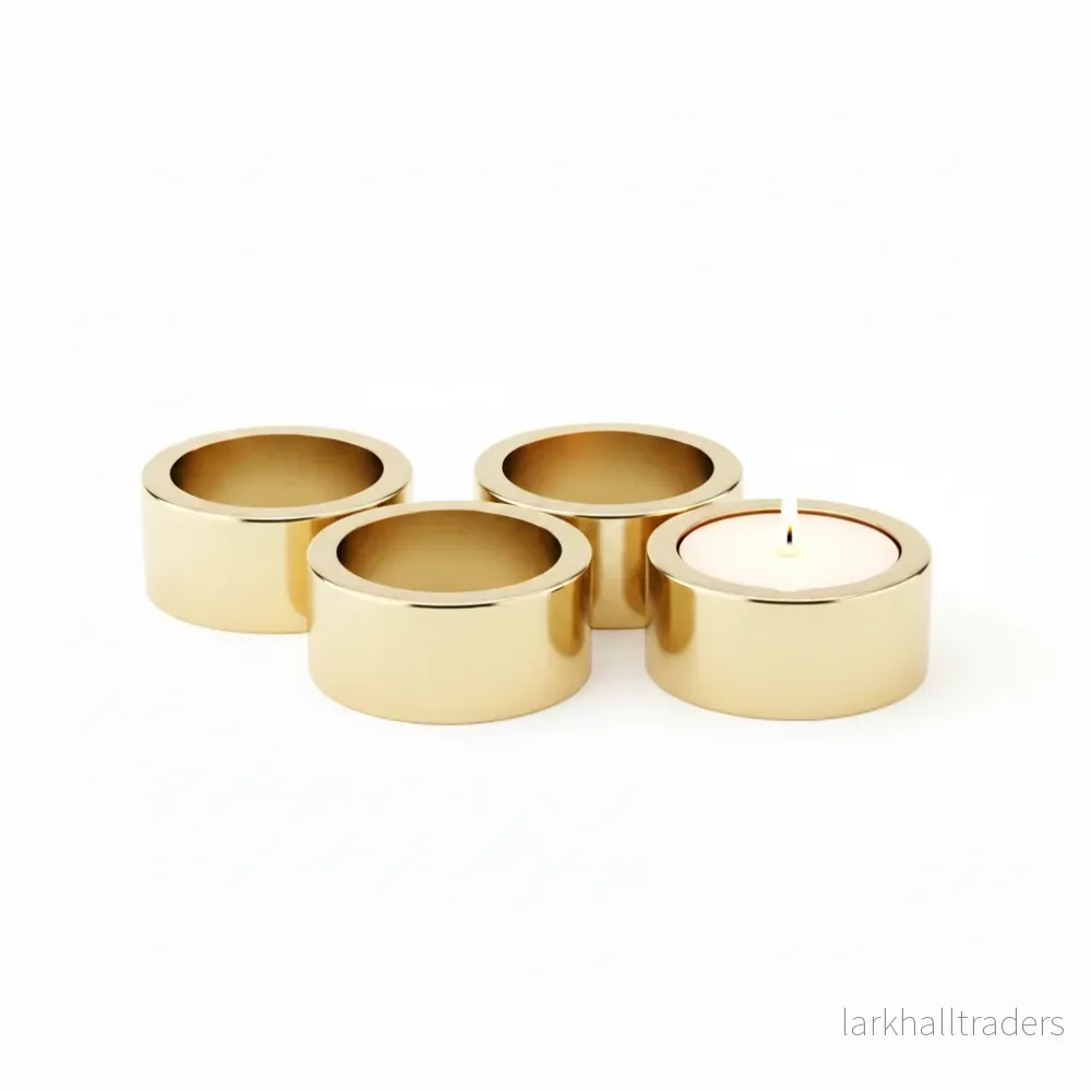 4 st Ljushållare Guld i metall till värmeljus
