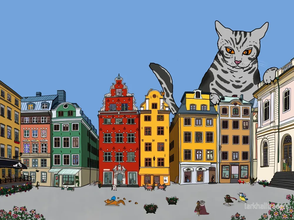 Stockholm Old Town - Cat surprise Print - Bild 2