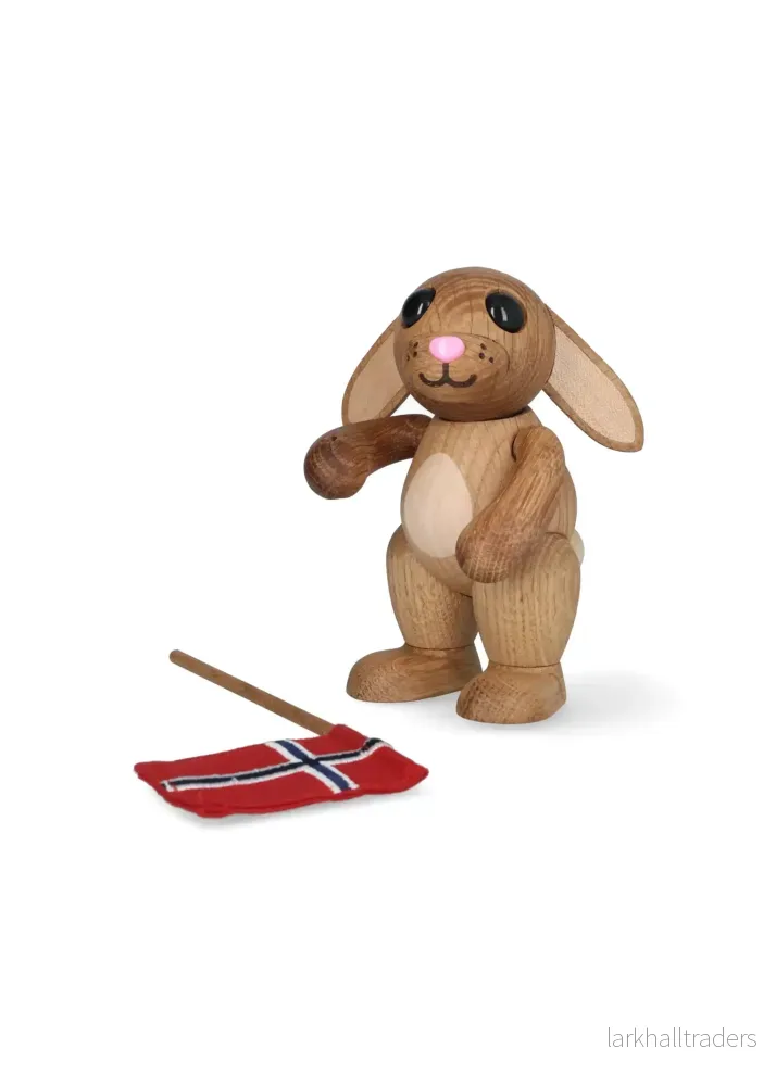 Dekoration Rabbie Kanin med Flagga Ek Dekoration Rabbie Kanin med Flagga Ek