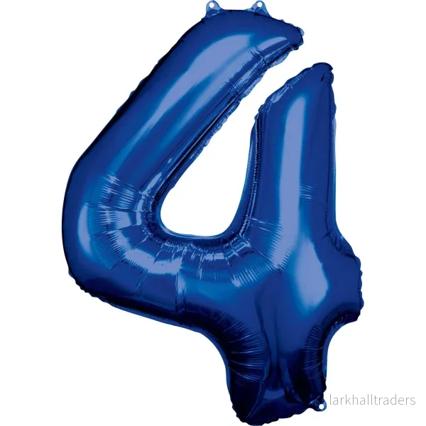 Folieballong, siffra 4 blå 86 cm Folieballong, siffra 4 blå 86 cm