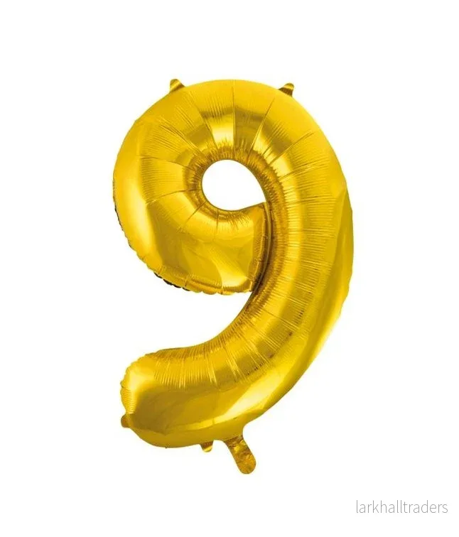 Folieballong, siffra 9 guld 86 cm Folieballong, siffra 9 guld 86 cm