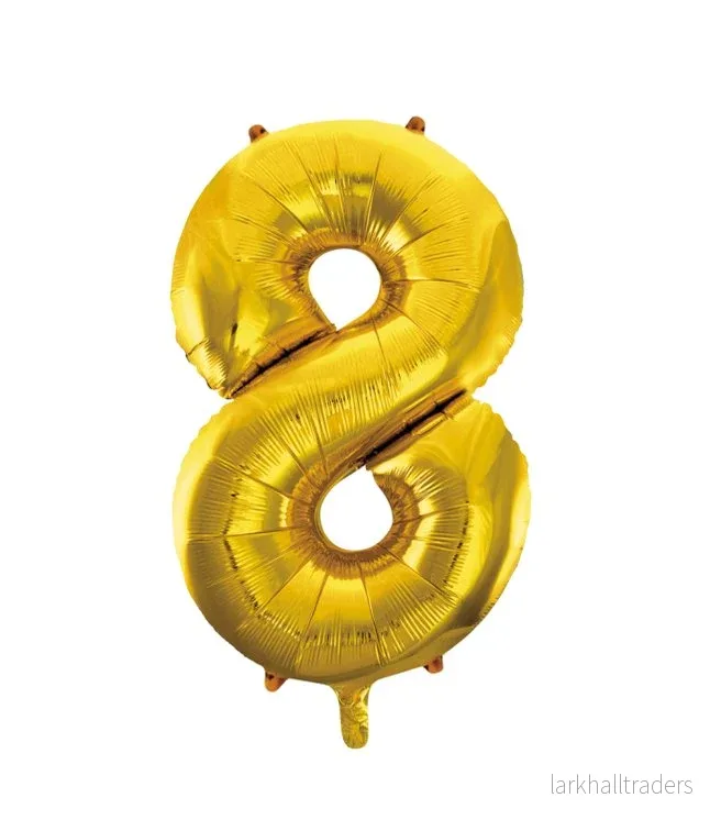 Folieballong, siffra 8 guld 86 cm