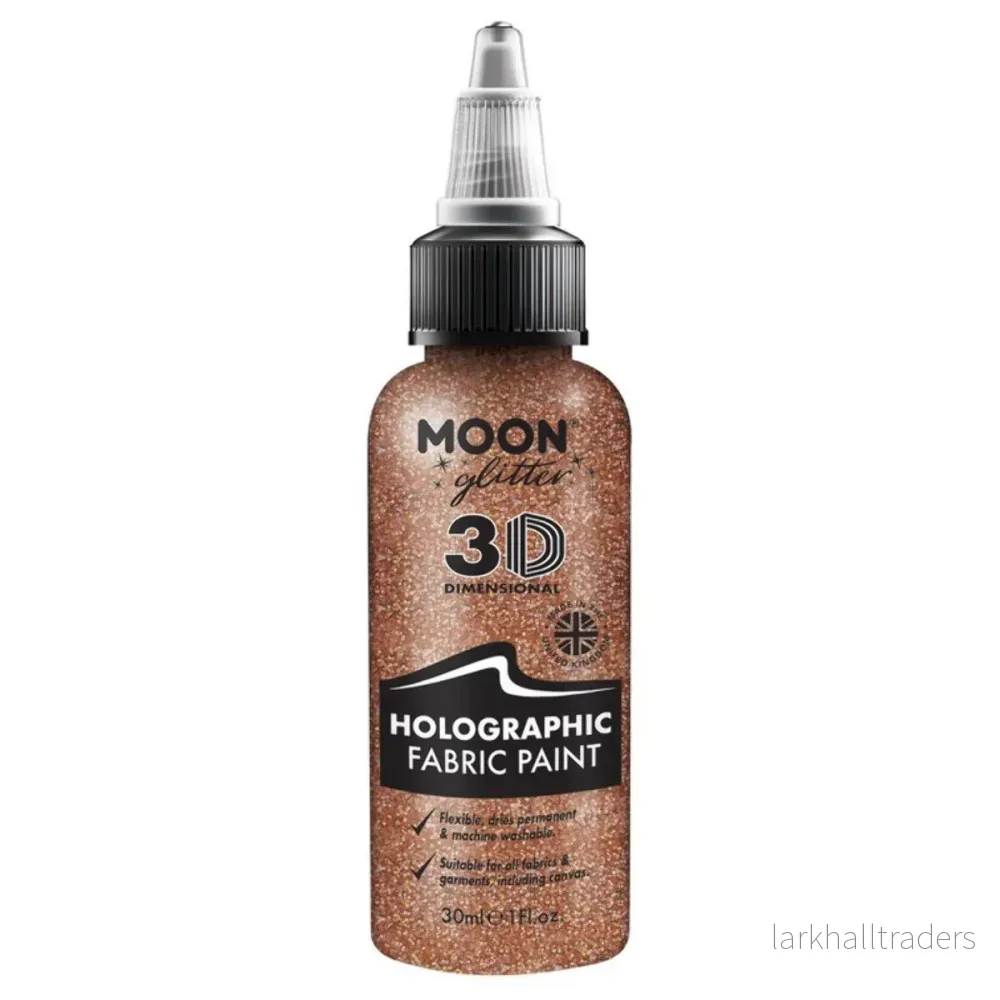 Moon Glitter Holographic Glitter Fabric Paint, rose gold 30 ml