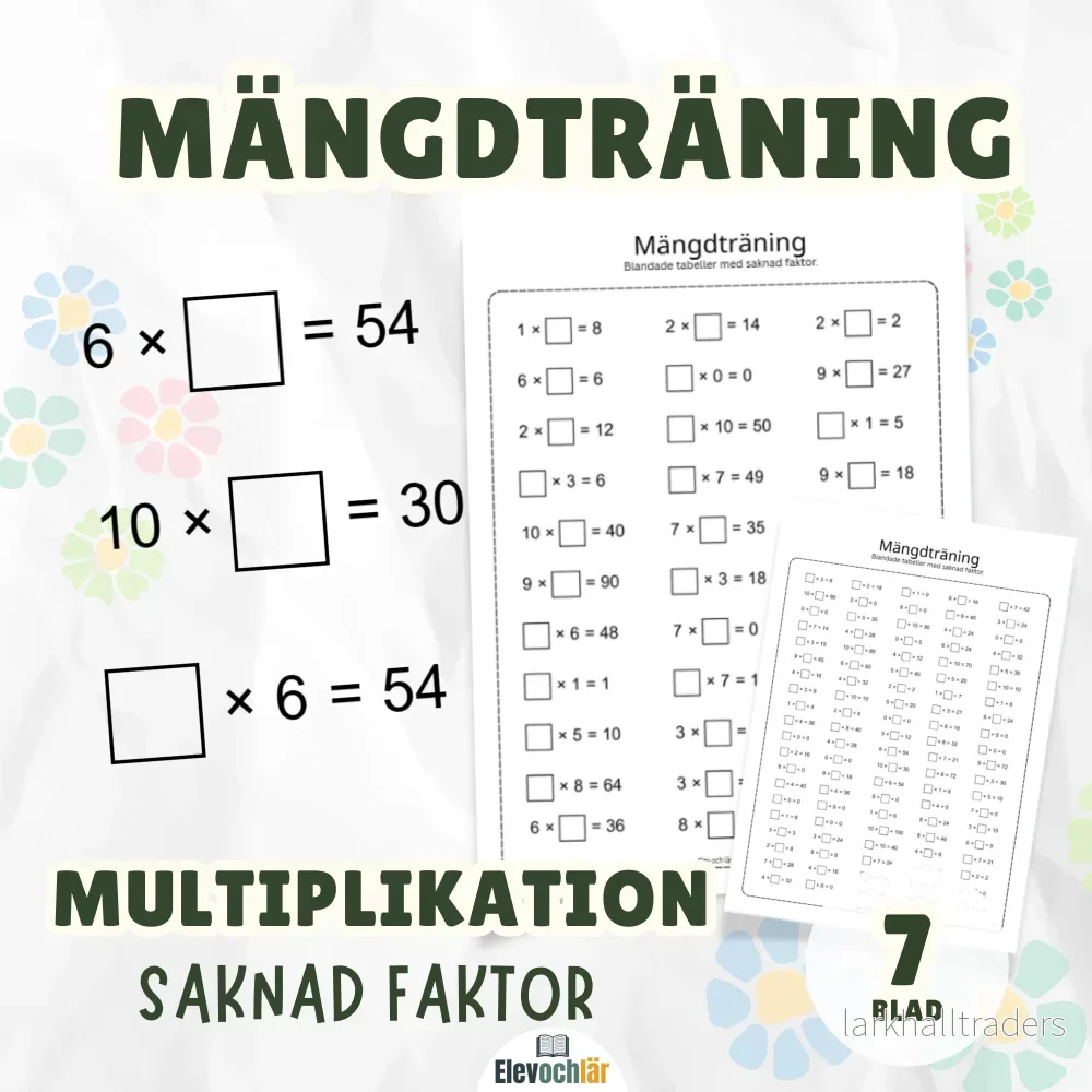 Mängdträning multiplikation saknad faktor Mängdträning multiplikation saknad faktor