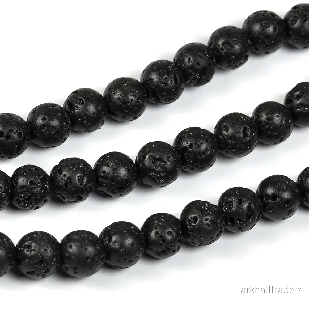 Lava pärlor, svart, 6mm Lava pärlor, svart, 6mm