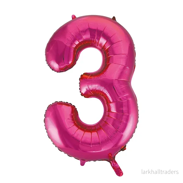 Folieballong, siffra 3 rosa 86 cm Folieballong, siffra 3 rosa 86 cm