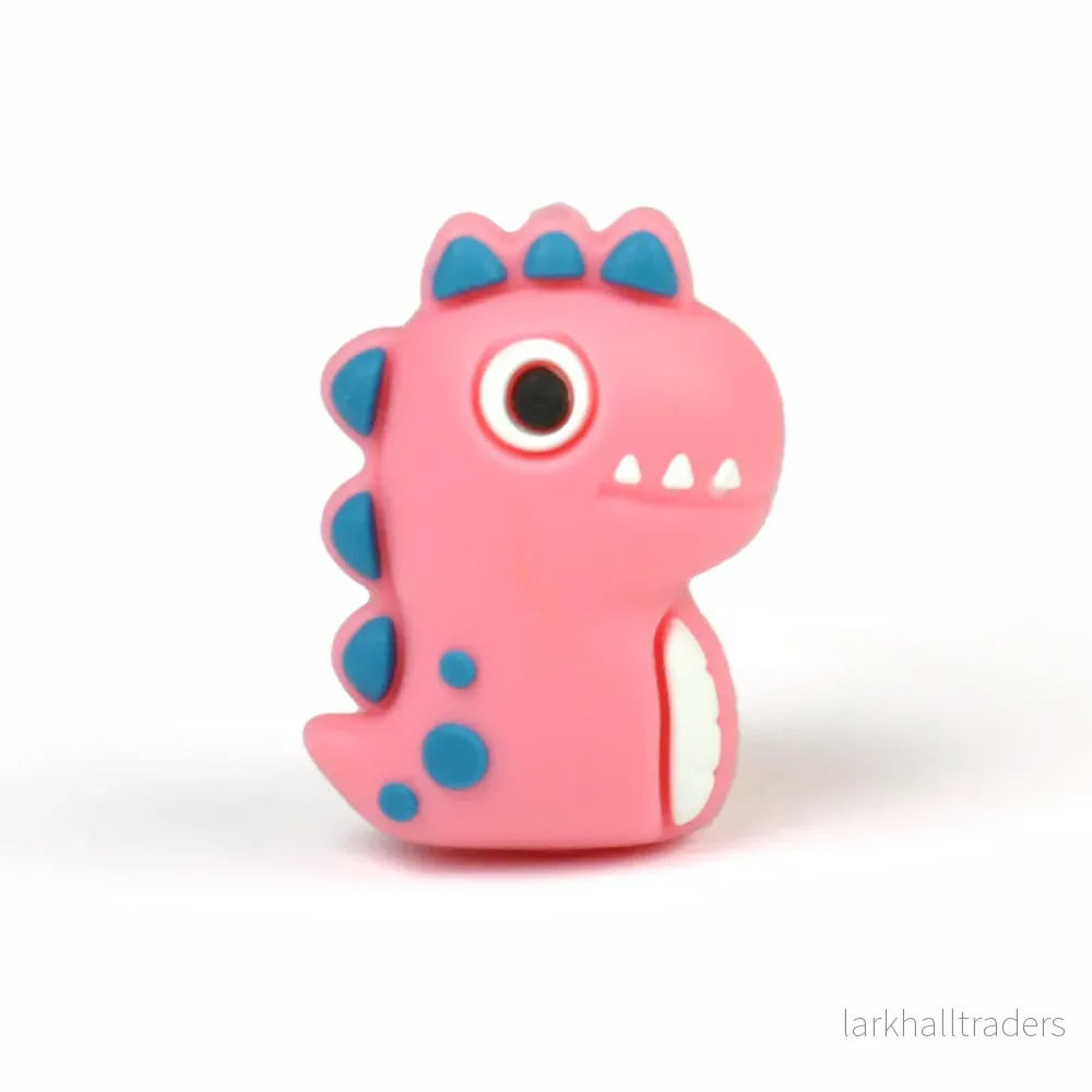 Motivpärla i silikon, 3D ”pink dinosaur” Motivpärla i silikon, 3D ”pink dinosaur”