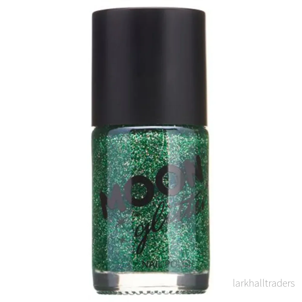 Moon Nagellack glitter, grön 14 ml Moon Nagellack glitter, grön 14 ml