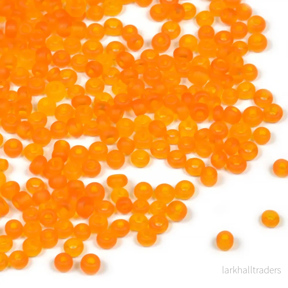 Seed Beads, 2mm, frostad-transparent orange, 30g Seed Beads, 2mm, frostad-transparent orange, 30g