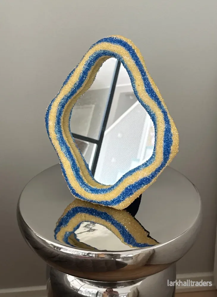 Blå och Guld Crystal Ripple Spegel