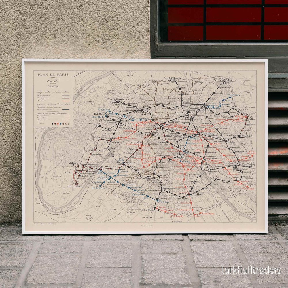 Karta över Paris och tunnelbanan Poster