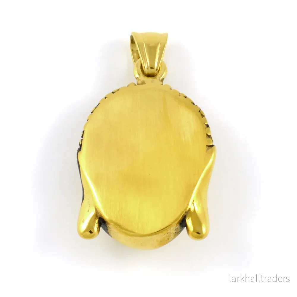 Stor berlock / hänge, Buddha huvud, rostfritt stål i guld, 24x29mm, 1st - Bild 3