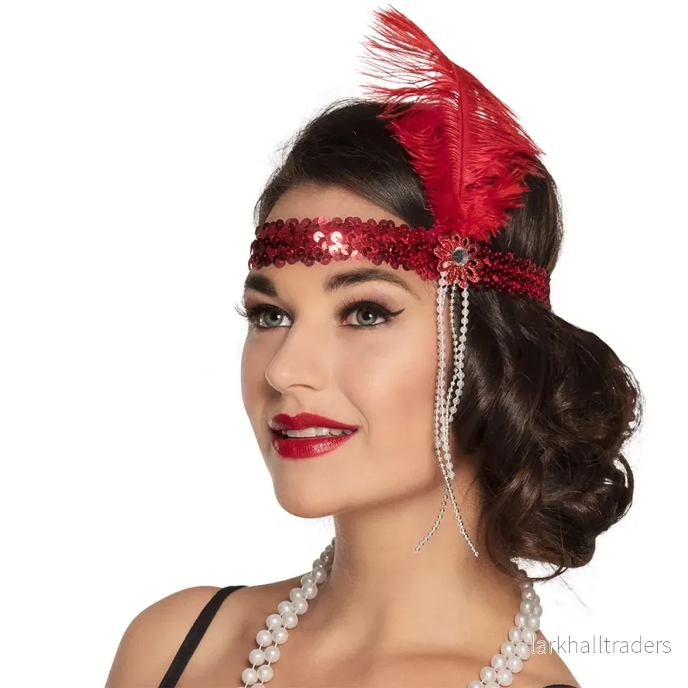 Pannband, flapper röd - Bild 2