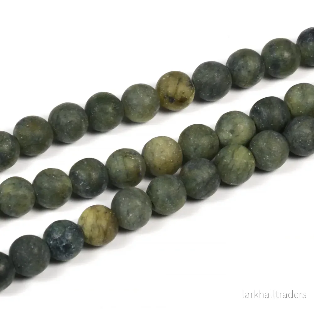 Frostade jade pärlor, deep green, 6mm