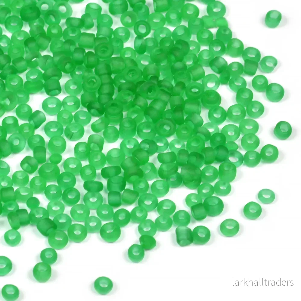 Seed Beads, 2mm, frostad-transparent grön, 30g Seed Beads, 2mm, frostad-transparent grön, 30g