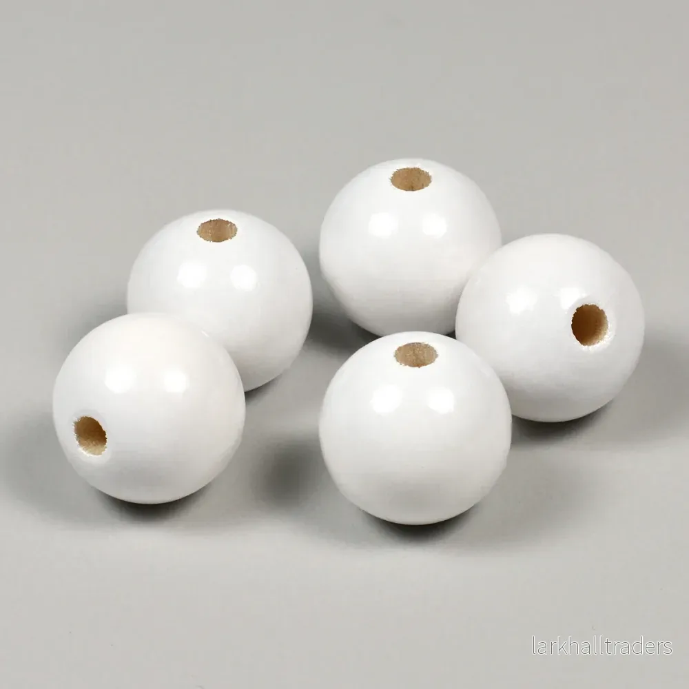 Träpärlor, 20mm, vit, 10st Träpärlor, 20mm, vit, 10st