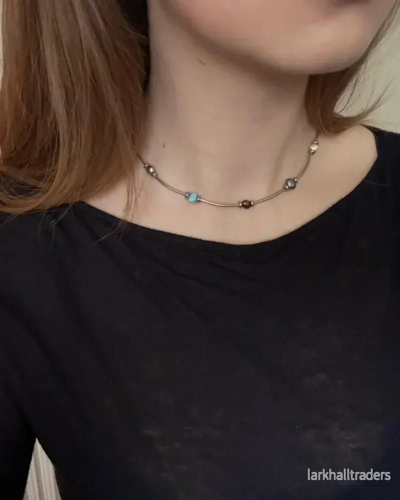 Färgglatt sötvattenspärlhalsband - Bild 2