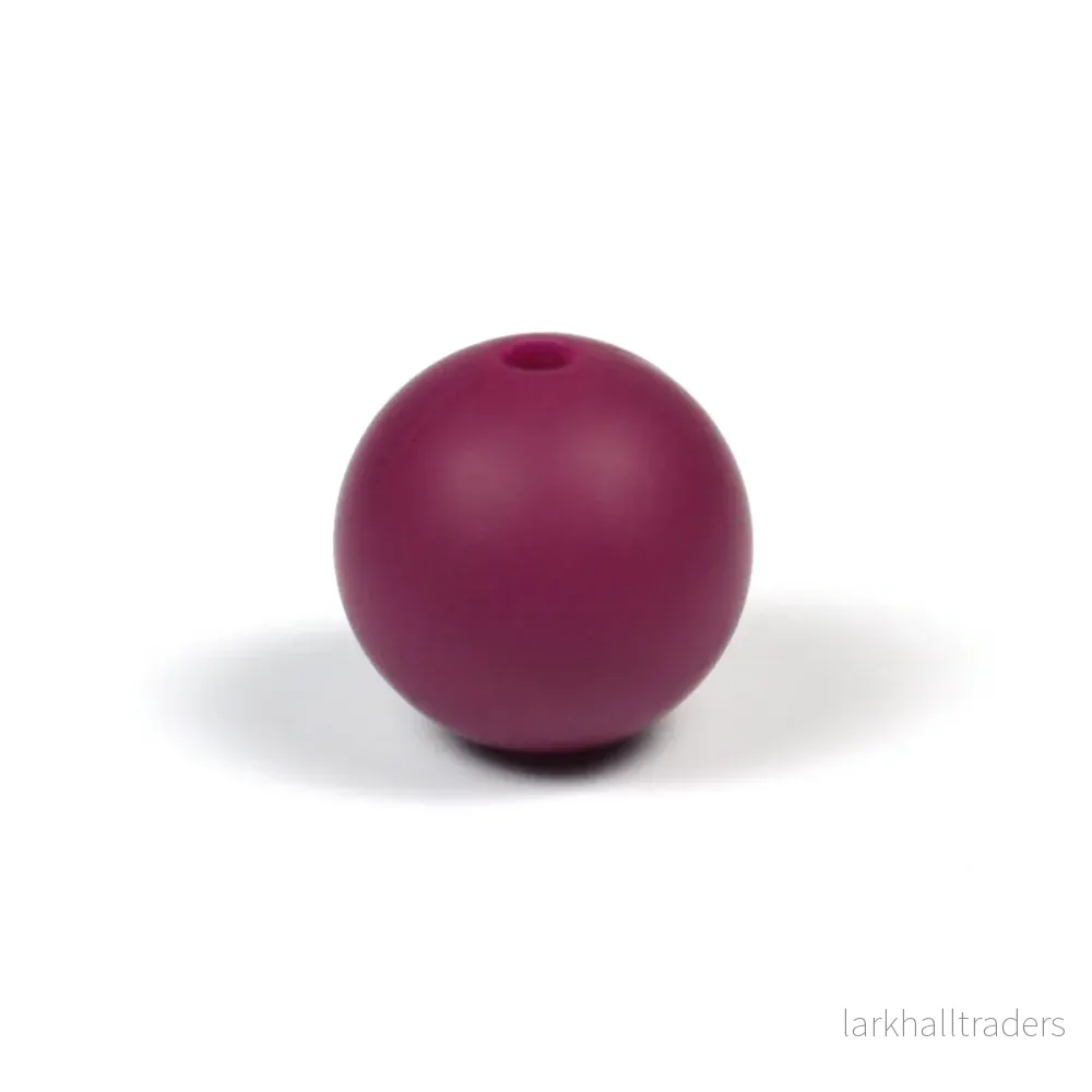 Silikonpärlor, vinröd, 12mm