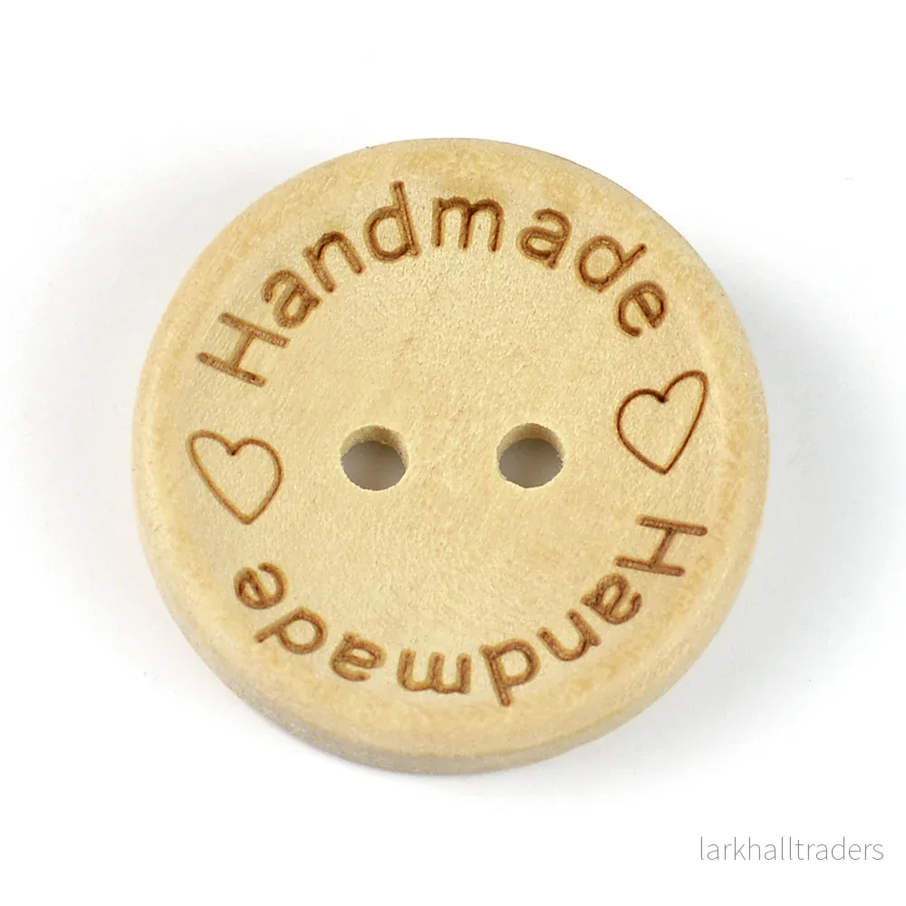 Naturliga träknappar ”handmade” 25mm, 10-pack Naturliga träknappar ”handmade” 25mm, 10-pack