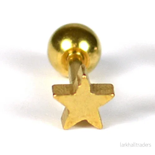 Örhänge / piercing i rostfritt stål, stjärna, 1 styck - Bild 3