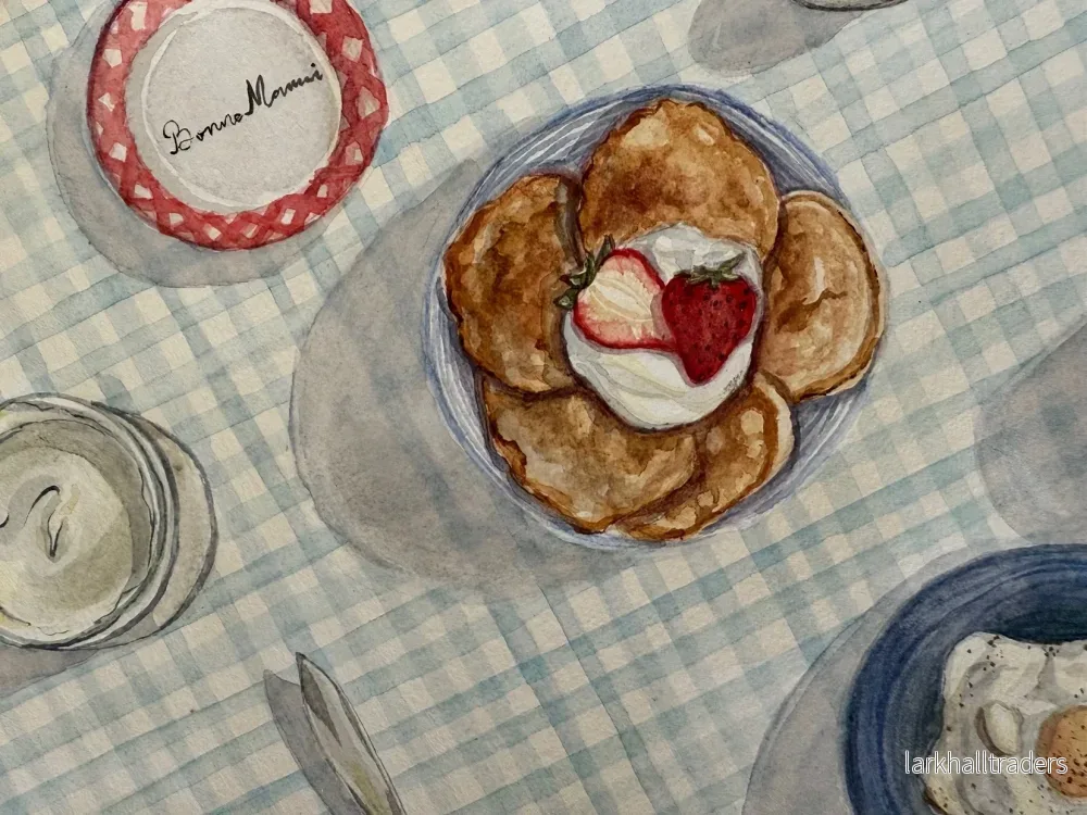 Blue Breakfast - Aquarelle Original Målning - Bild 3