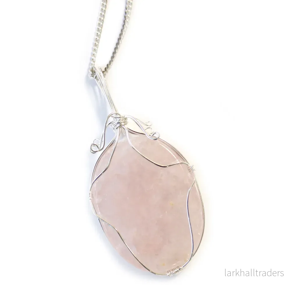 Halsband med rosenkvarts – swirltråd - Bild 2