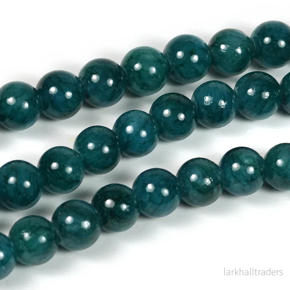 Jade pärlor, petrol, 6mm Jade pärlor, petrol, 6mm