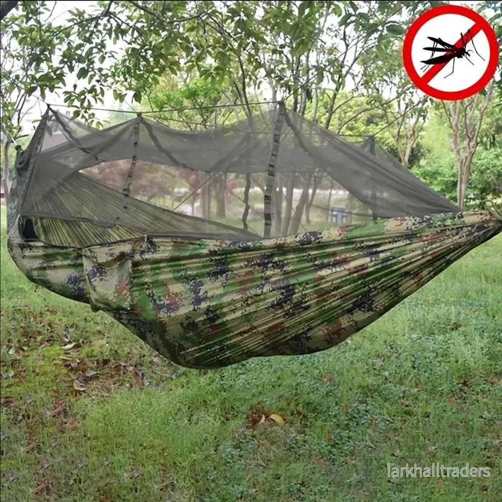 Hängmatta med myggnät (camouflage, orange-grå, rosa, grön eller svart) Hängmatta med myggnät (camouflage, orange-grå, rosa, grön eller svart)
