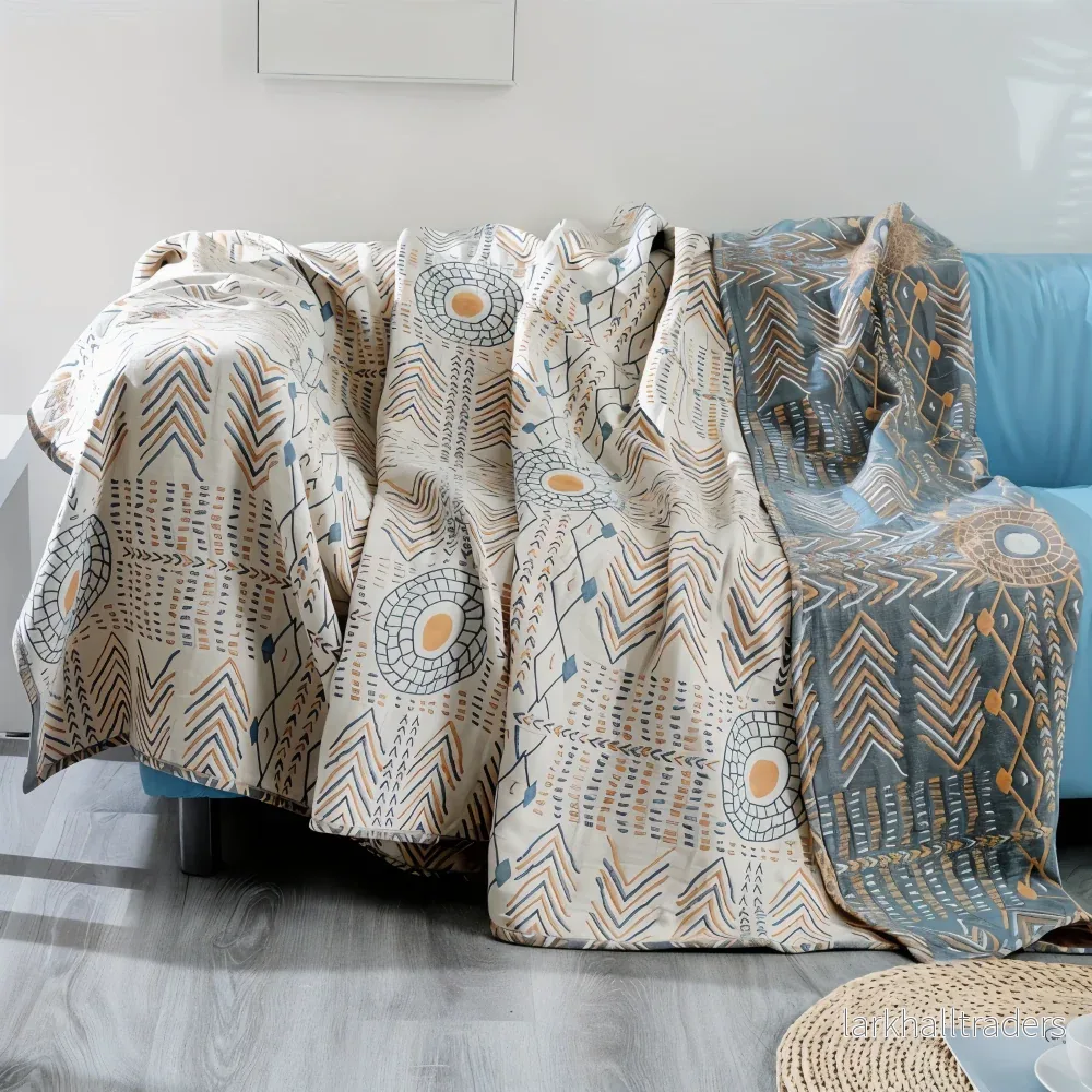 VividTwirl – Vändbar Bomullspläd i Boho-Design - Bild 2