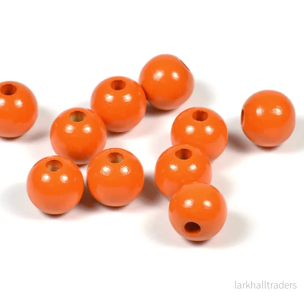 Träpärlor, 10mm, orange, 50st Träpärlor, 10mm, orange, 50st