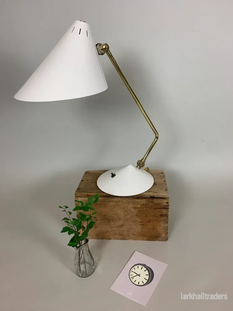 Hala bordslampa - Vit och mässing - Bild 2