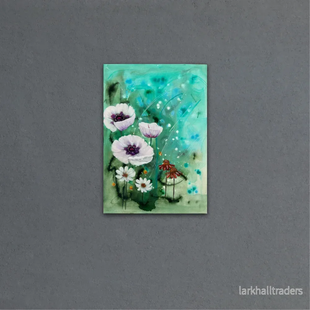 Whispers in the meadow – abstrakt blommig målning