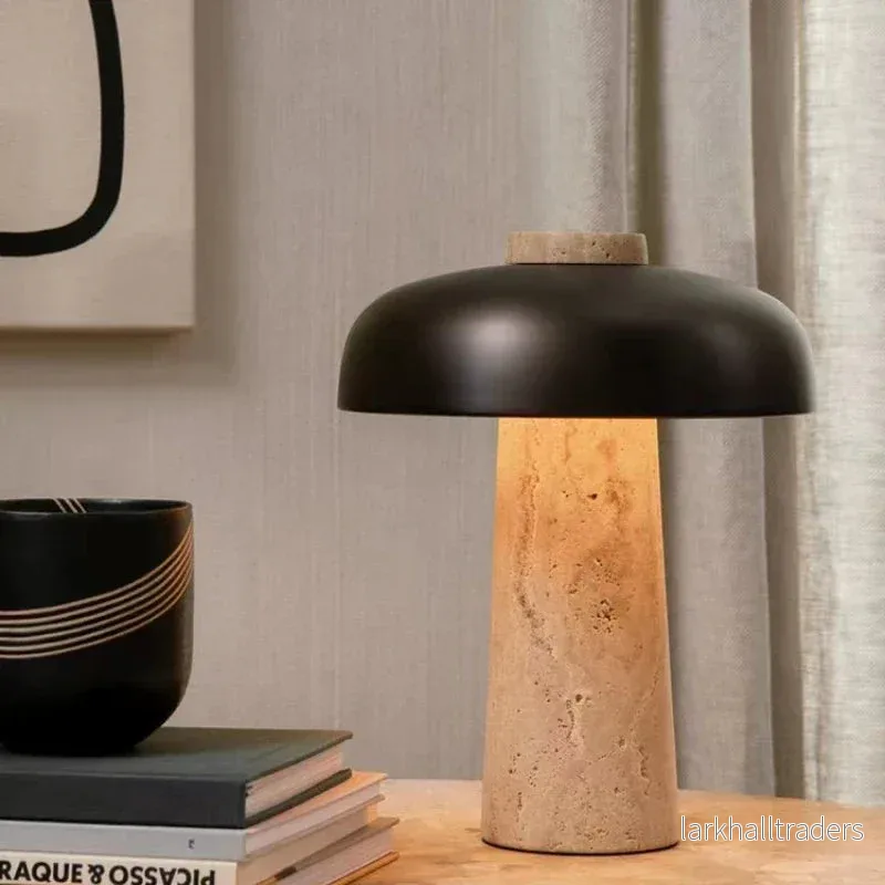 LjusHarmoni – Naturlig bordslampa i travertin med skandinaviskt Wabi-Sabi-design - Bild 2