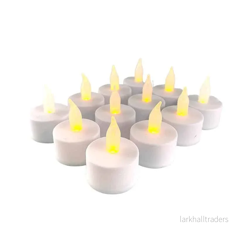 LED Värmeljus i plast – 12 st. – ø3,5 x 5 cm – vit – (inkl. batterier)