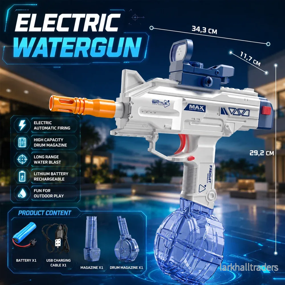 Vattenpistol UZI – Elektrisk vattenpistol med trummagasin - Bild 3