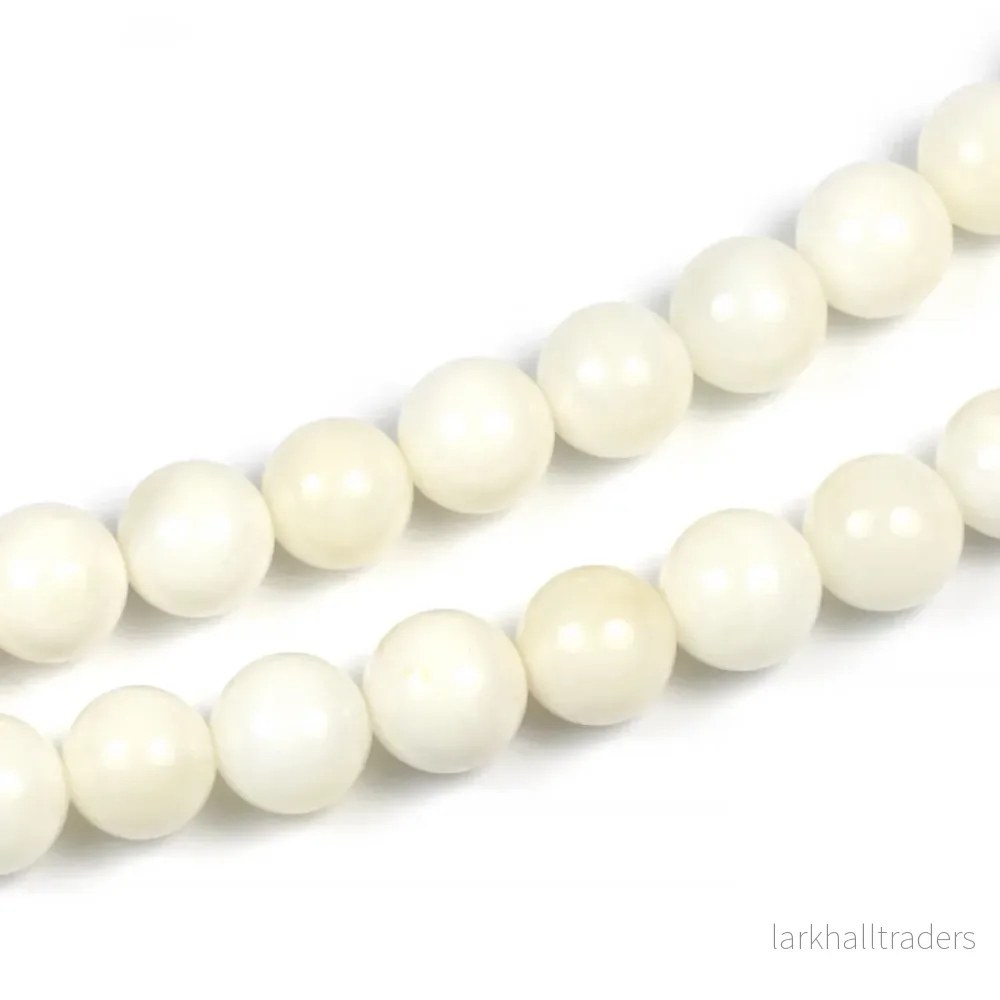 Runda snäckskalspärlor, vit, 8mm Runda snäckskalspärlor, vit, 8mm
