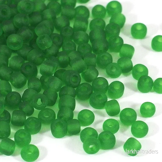 Seed Beads, 4mm, frostad-transparent grön, 30g Seed Beads, 4mm, frostad-transparent grön, 30g
