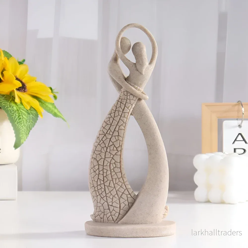 SandHeart Duo – Elegant Romantiskt Par i Sandstensliknande Resin - Bild 3