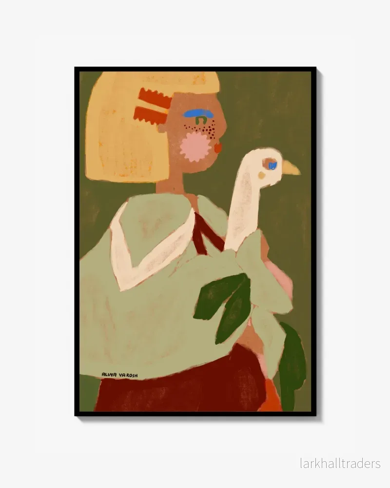Ethnic Woman and Goose Art Poster Ethnic Woman and Goose Art Poster