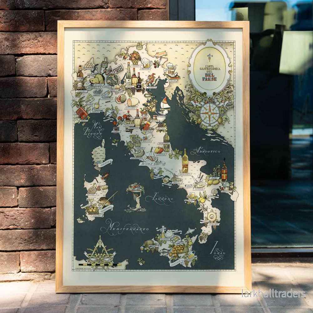 Gastronomisk karta över Italien Poster Gastronomisk karta över Italien Poster