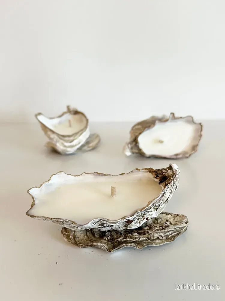 Oyster Ljus Set om 3 / Adrian Gold Edge - Bild 2