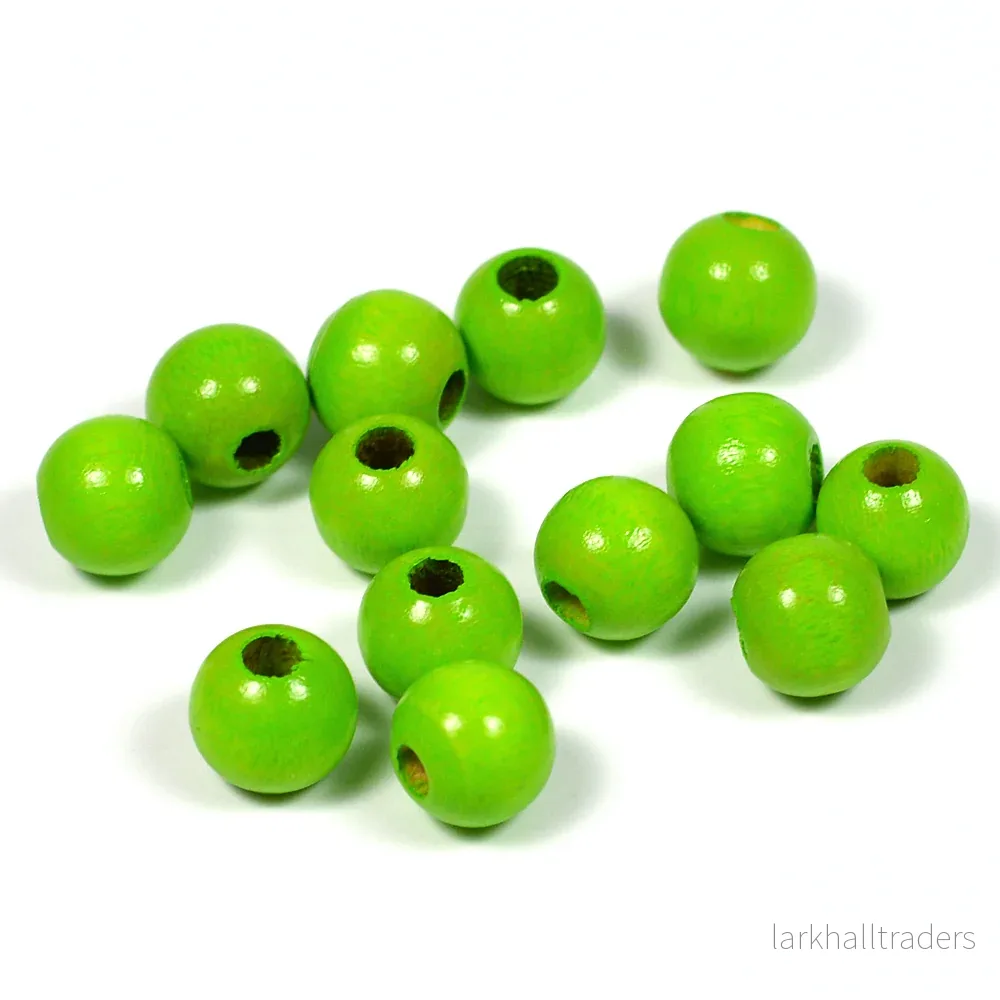 Träpärlor, 8mm, ljusgrön, 60st