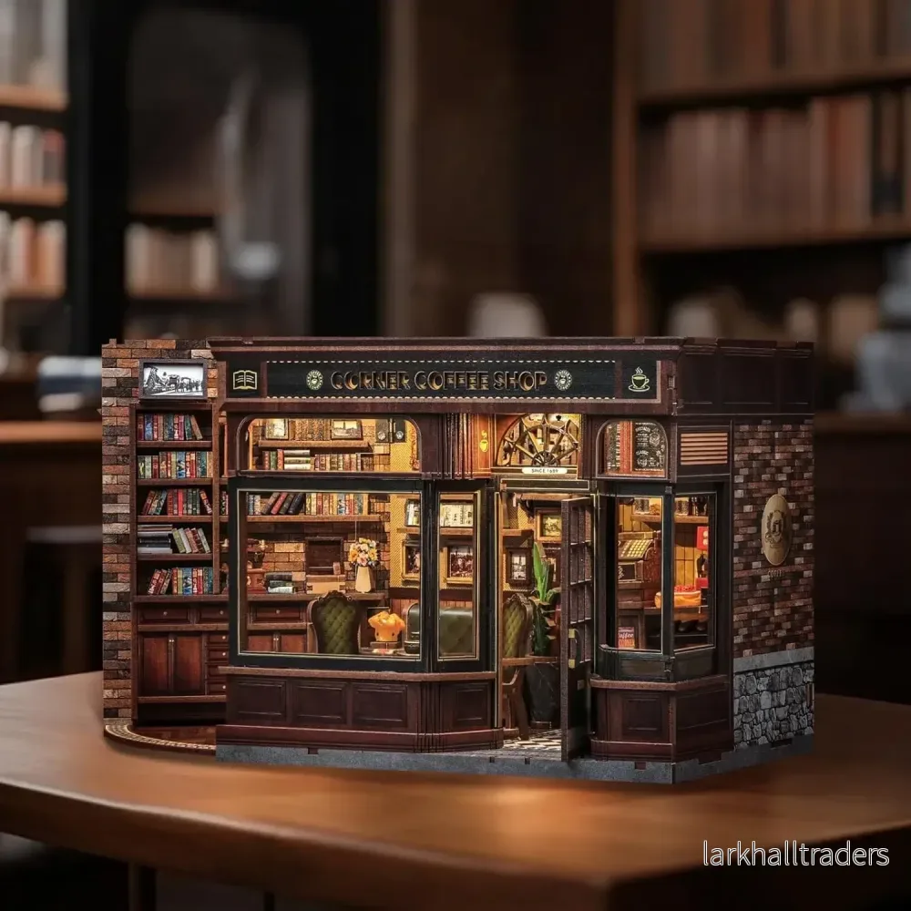 Hörnkafé – Bygg-kit för Bokhylledekoration