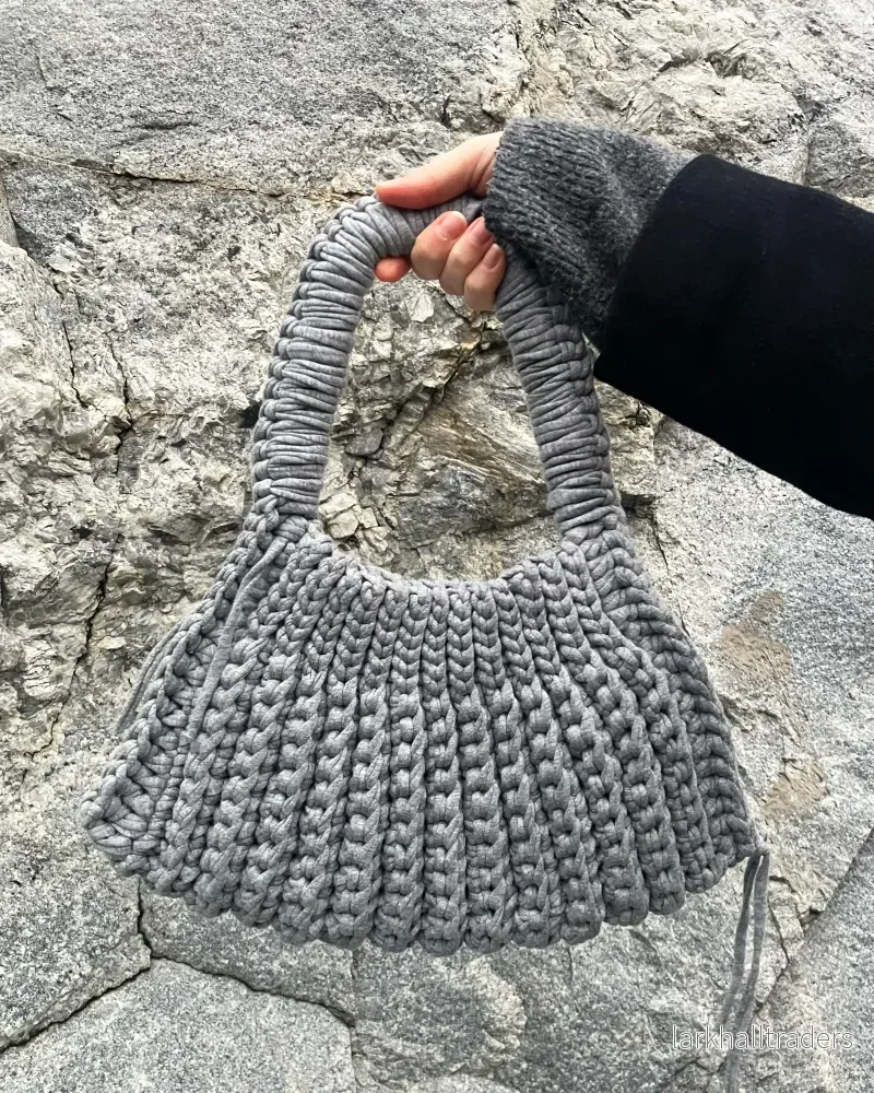 Grå Virkad Väska Grå Virkad Väska