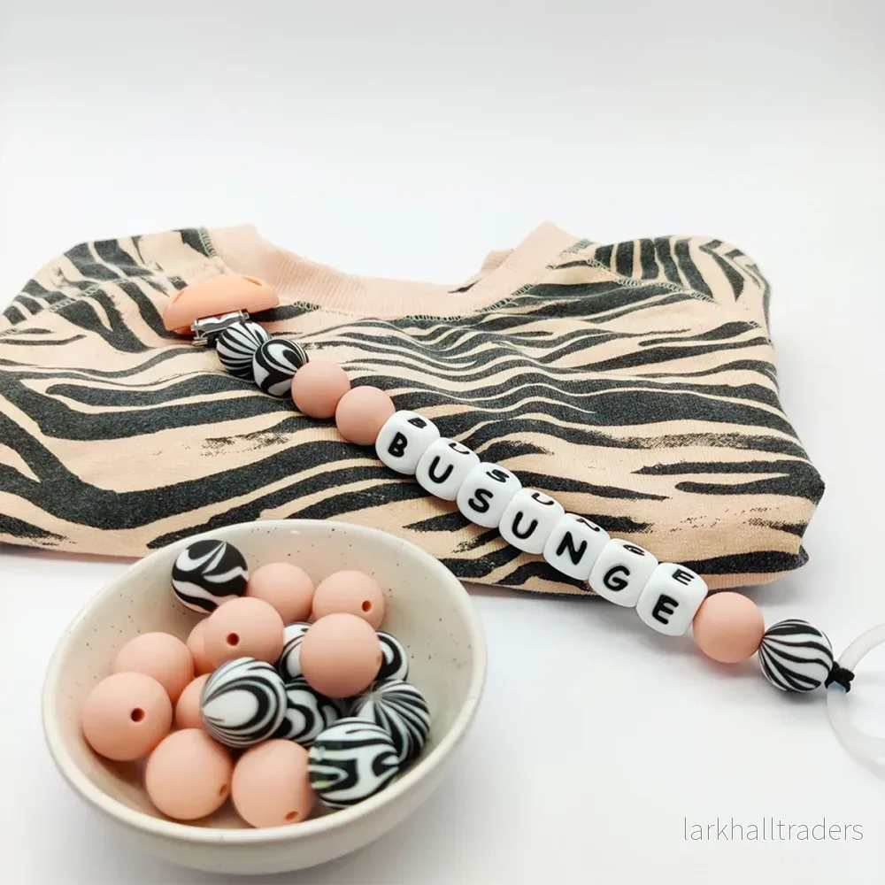 Silikonpärlor, zebra, 15mm - Bild 2
