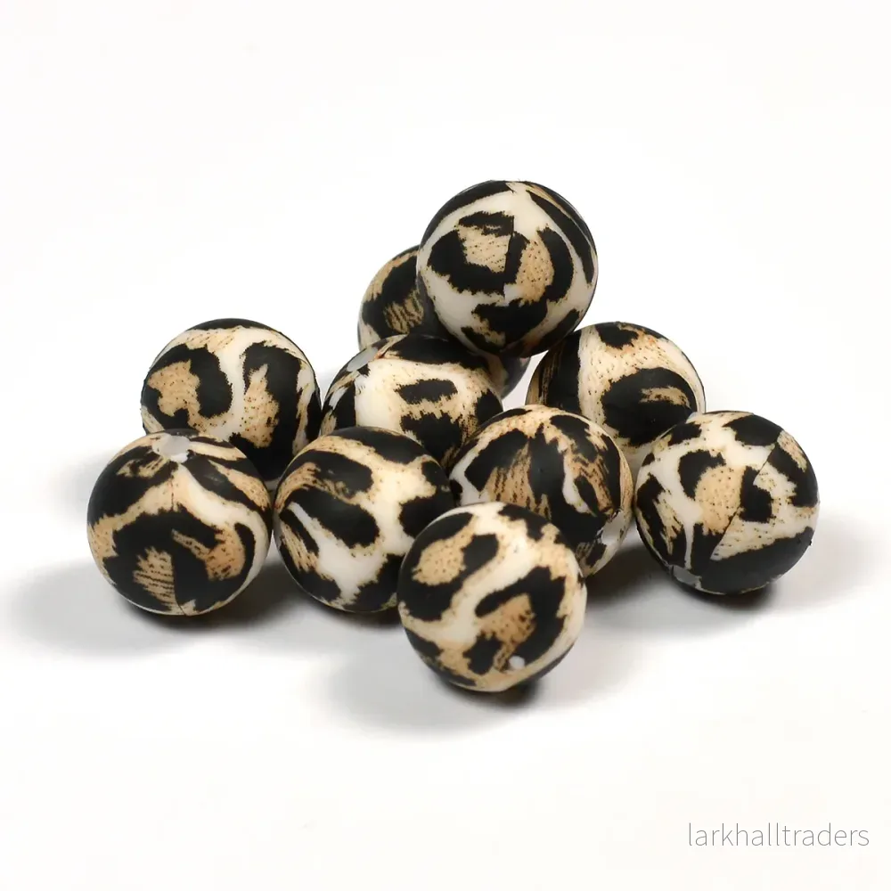Silikonpärlor, leopard päls, 12mm - Bild 2